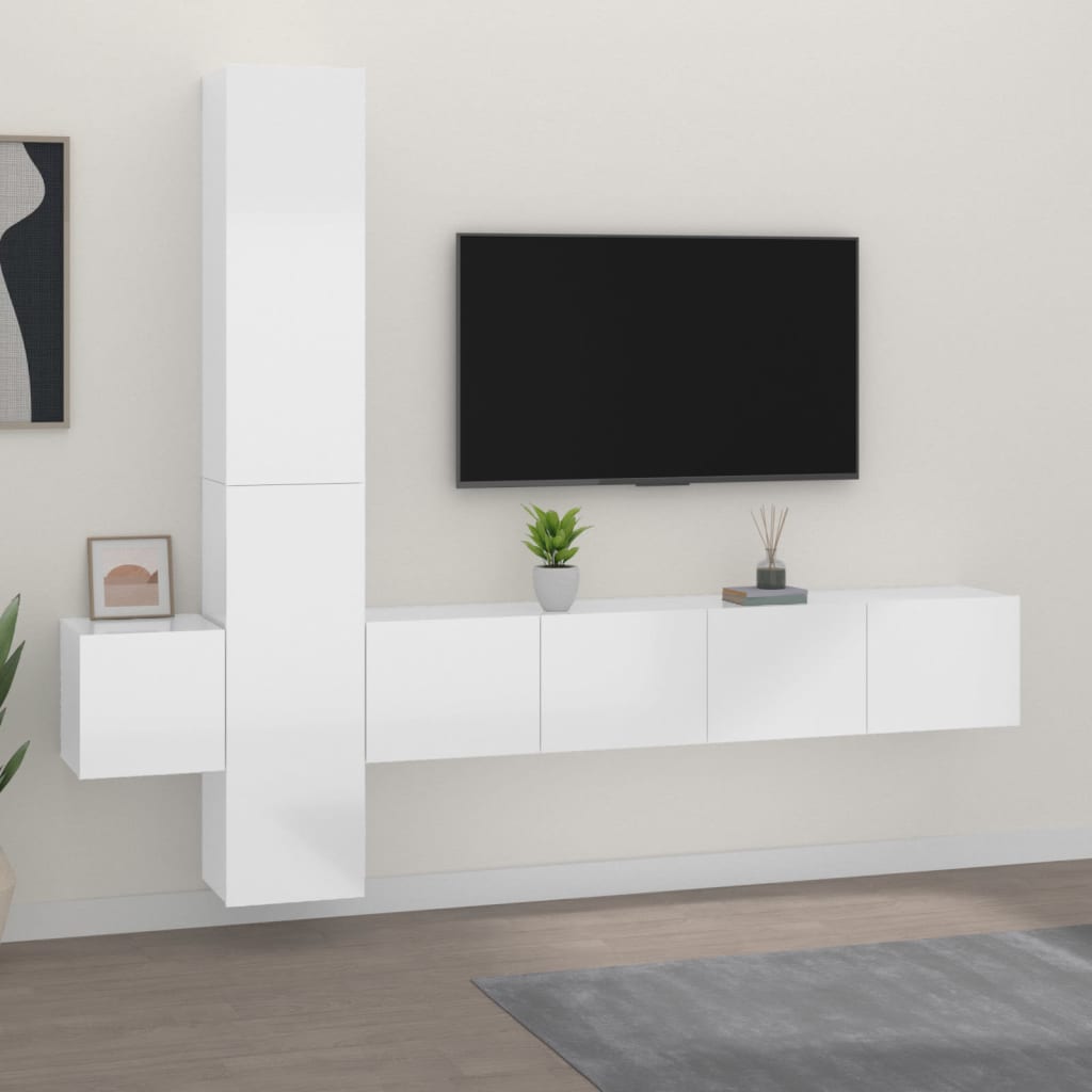 vidaXL 5dílný set TV skříněk bílý s vysokým leskem kompozitní dřevo