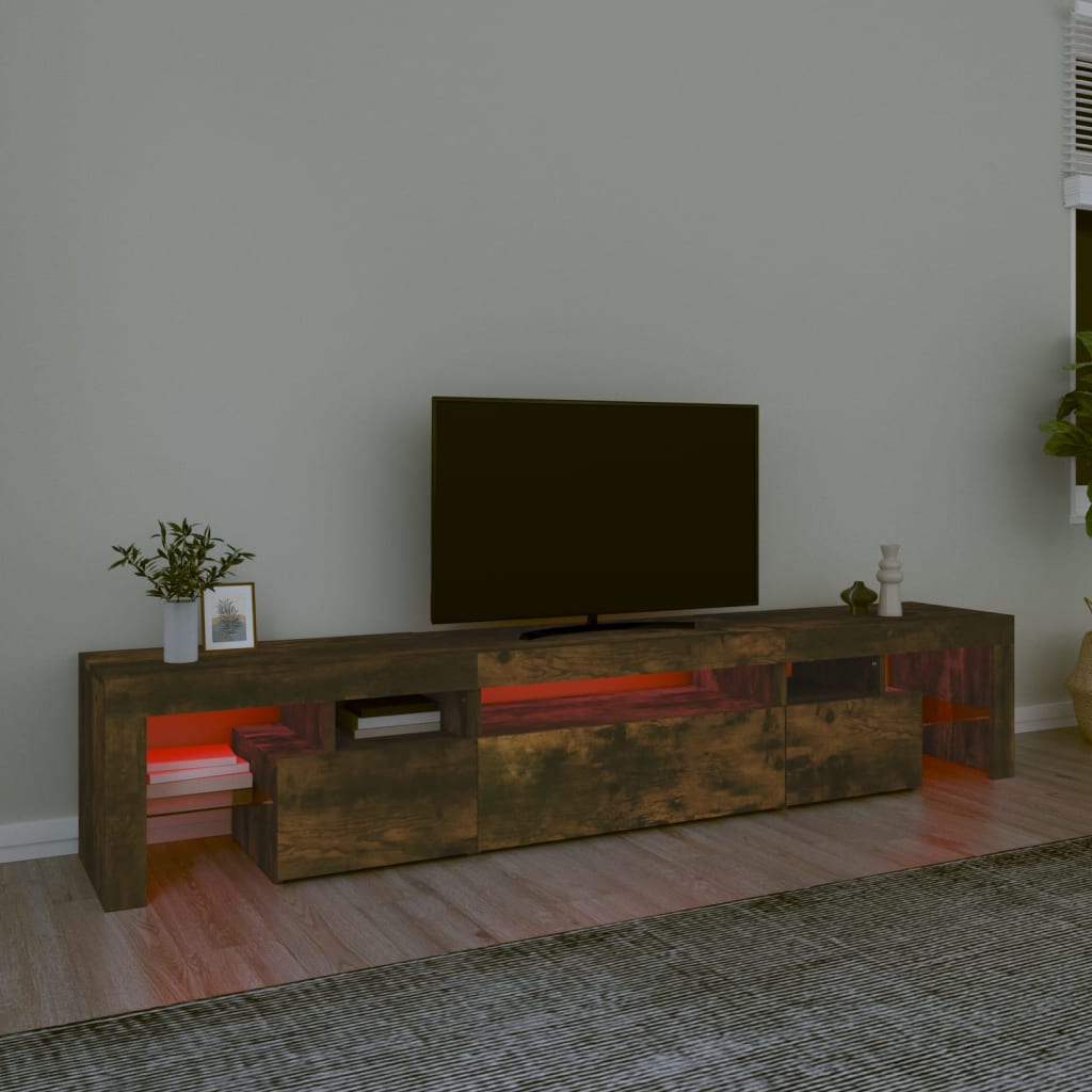 vidaXL TV skříňka s LED osvětlením kouřový dub 215x36,5x40 cm