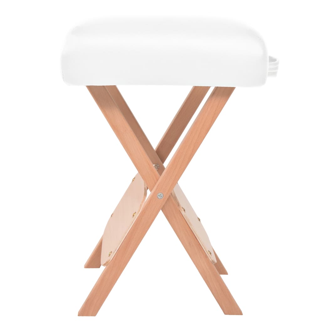 vidaXL Skládací masážní stolička 12 cm silný sedák 2 podhlavníky bílá