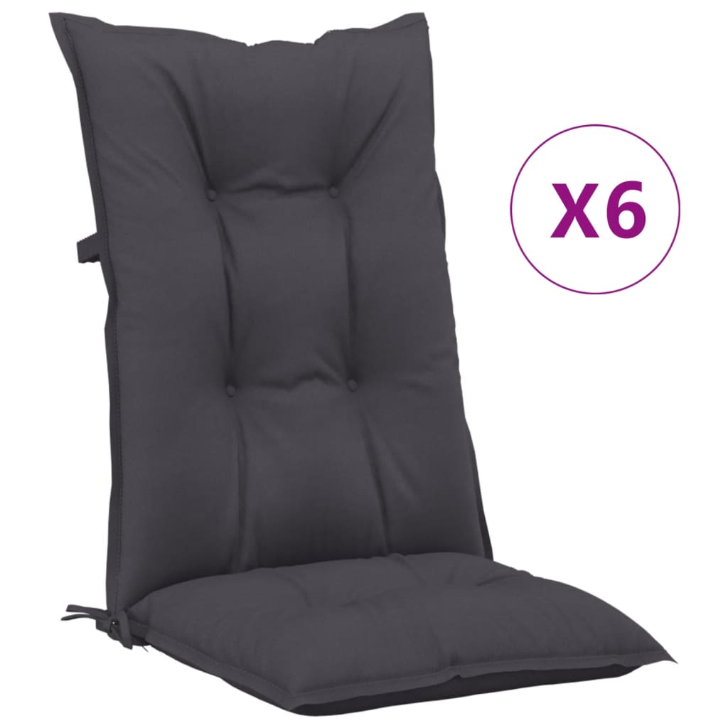 vidaXL Podušky na zahradní židle 6 ks antracitové 120 x 50 x 7 cm