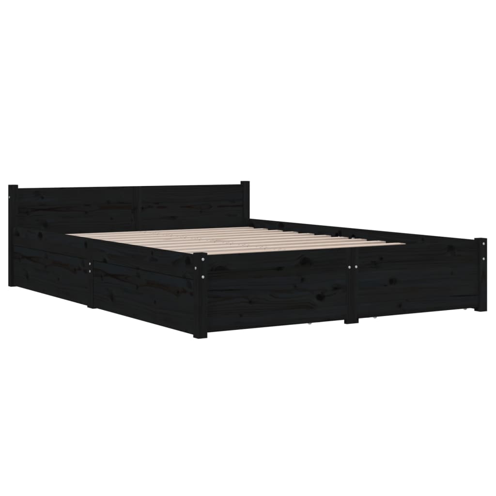vidaXL Rám postele se zásuvkami černý 150 x 200 cm King Size