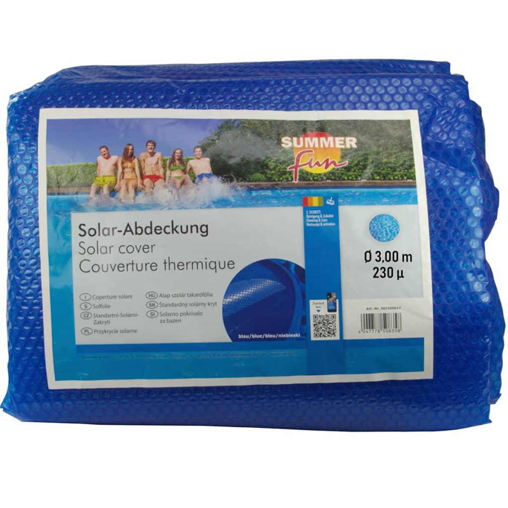 Summer Fun Letní solární plachta na bazén kulatá 300 cm PE modrá