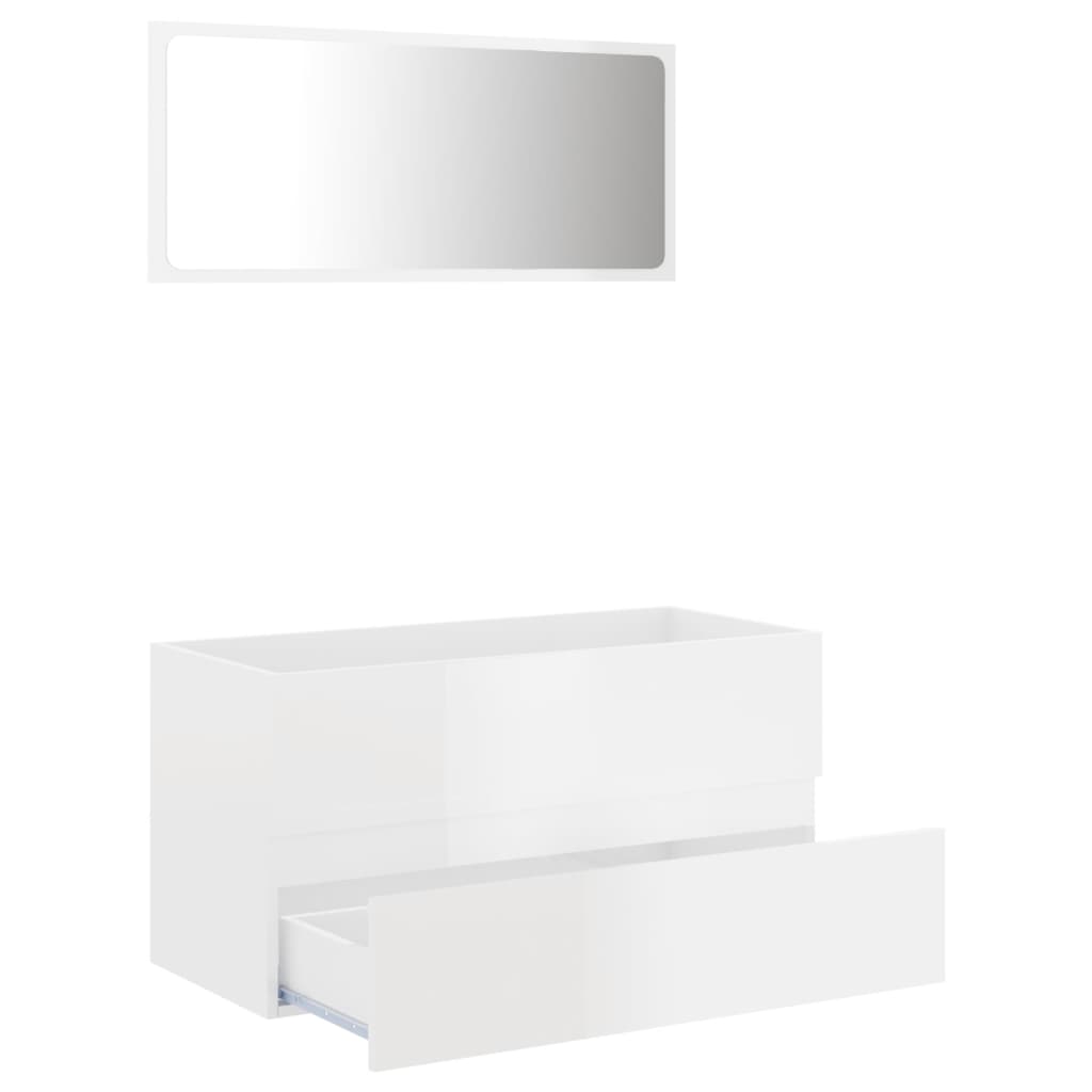 vidaXL 2dílný set koupelnového nábytku leskle bílý kompozitní dřevo