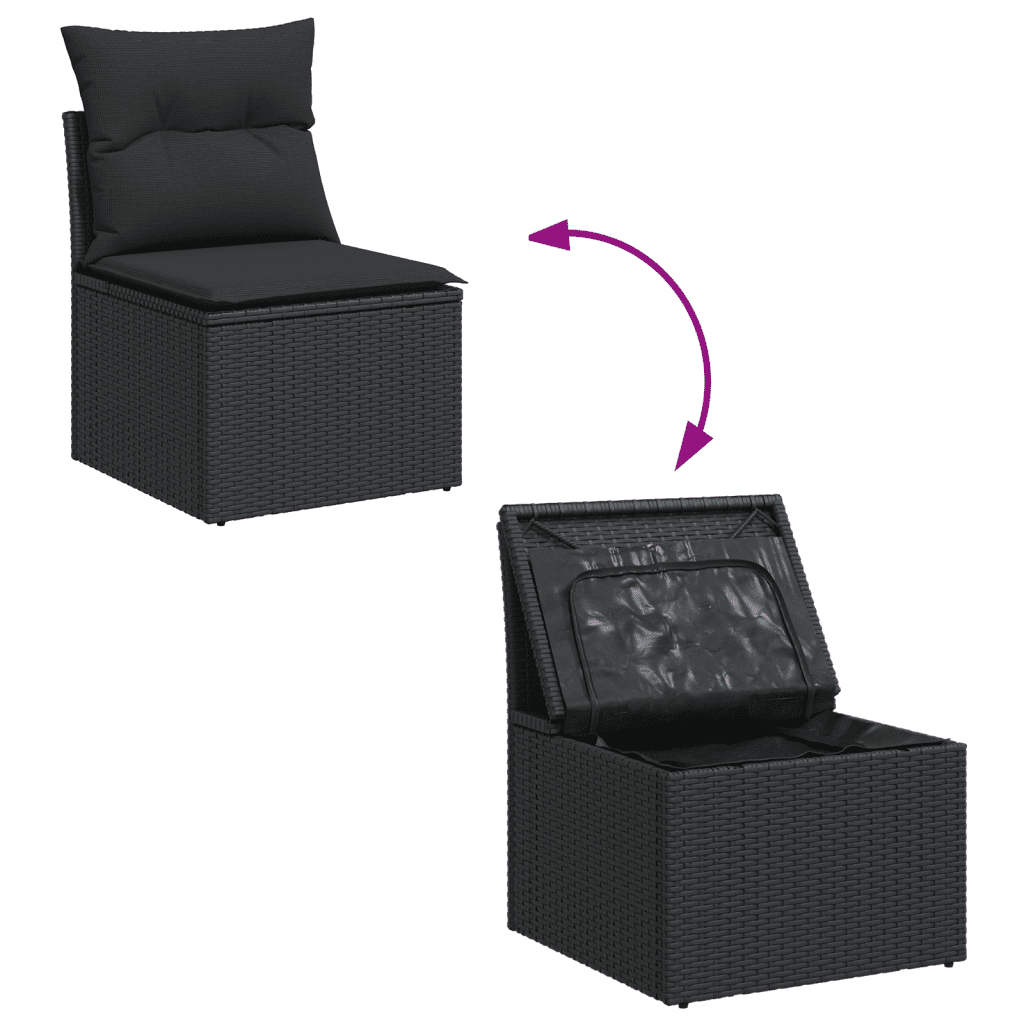 vidaXL 8dílná zahradní sedací souprava s poduškami černá polyratan