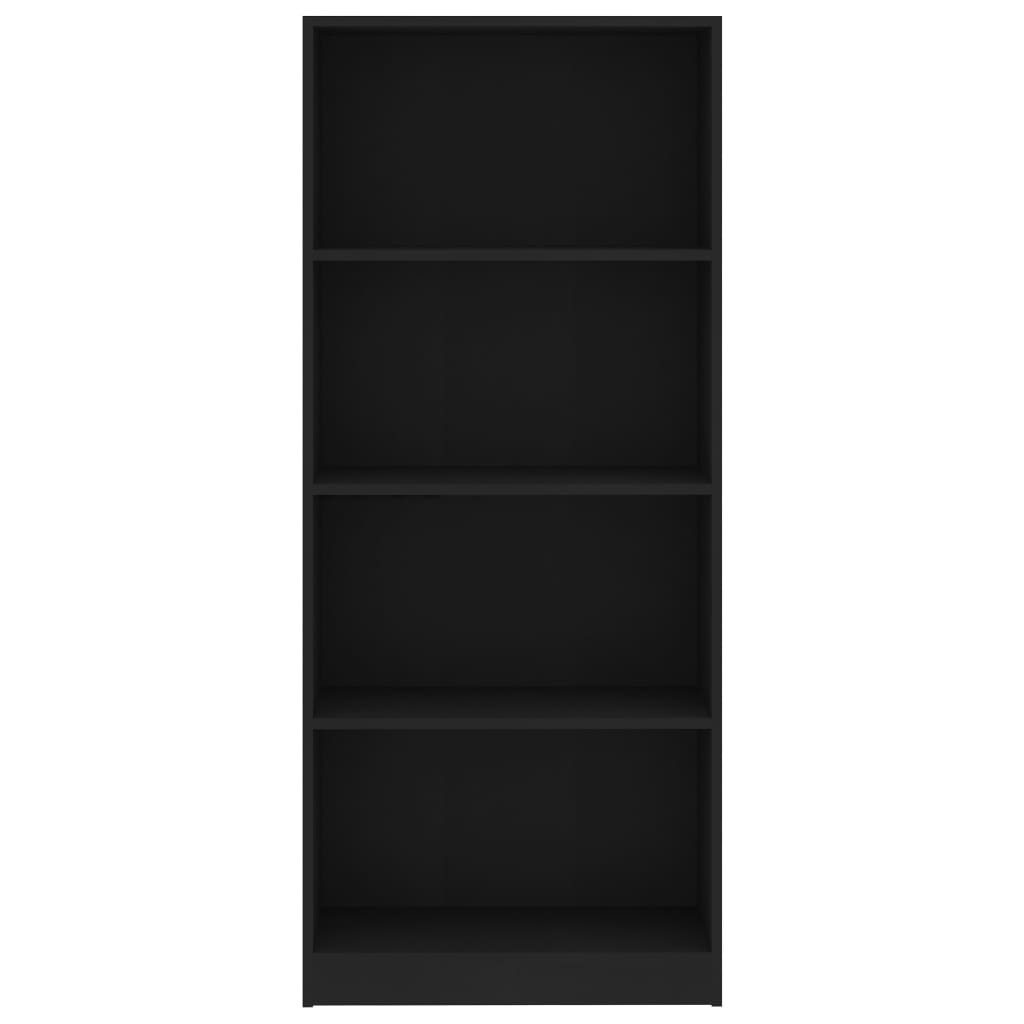 vidaXL Knihovna se 4 policemi černá 60 x 24 x 142 cm dřevotříska
