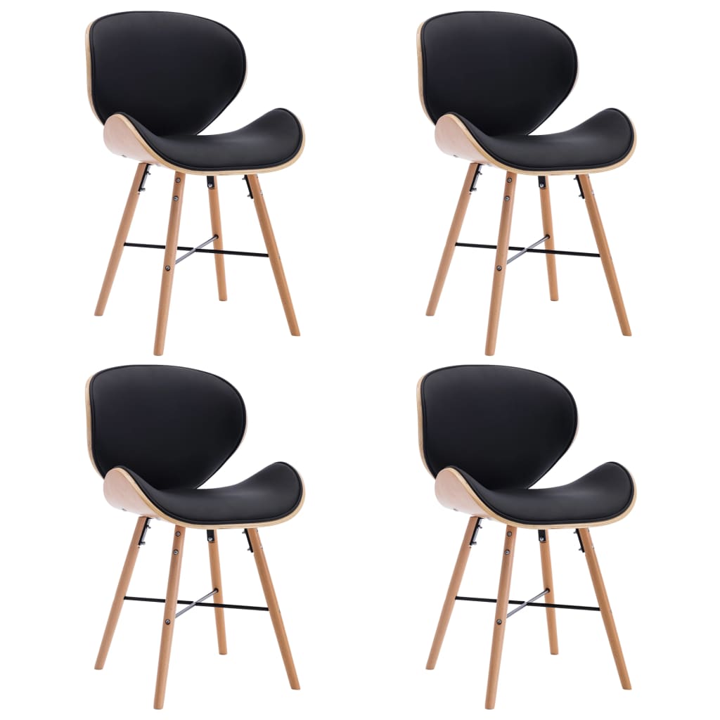 vidaXL Jídelní židle 4 ks černé umělá kůže a ohýbané dřevo