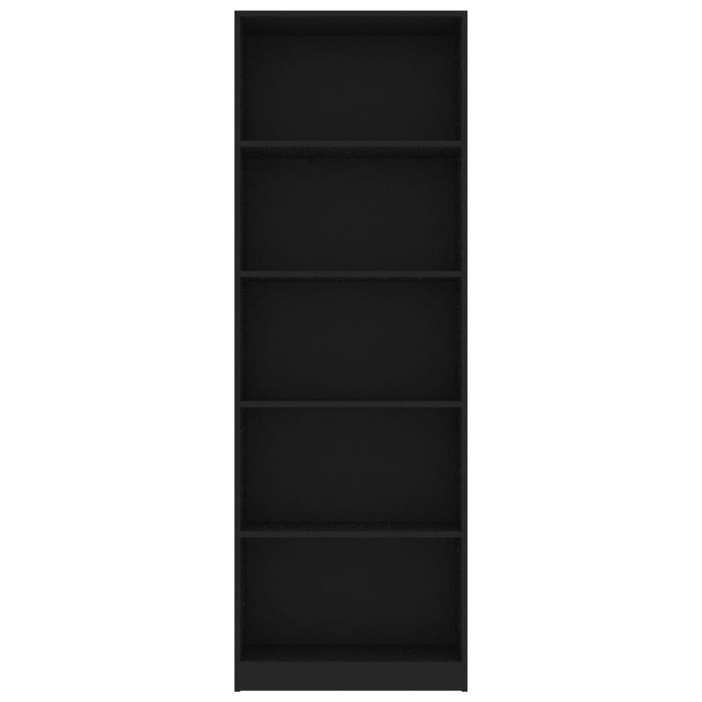 vidaXL Knihovna s 5 policemi černá 60 x 24 x 175 cm dřevotříska
