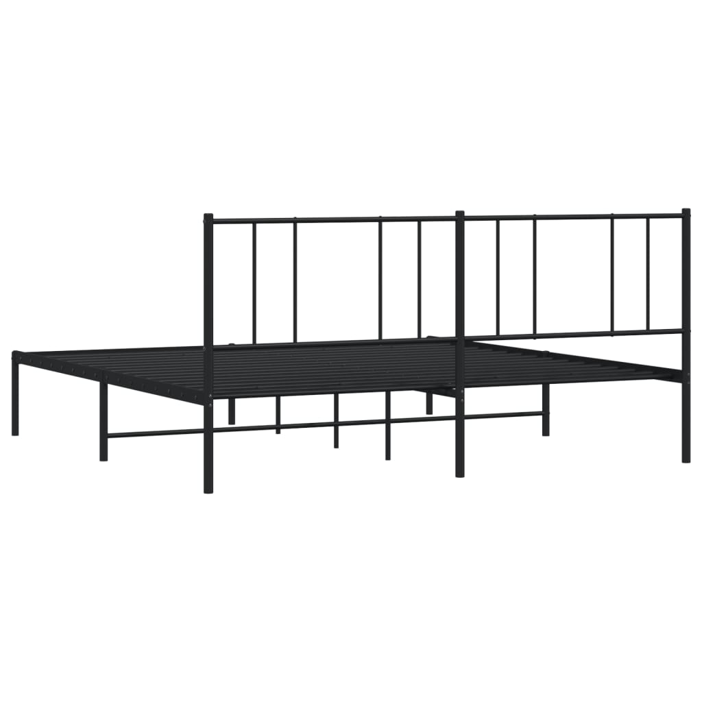 vidaXL Kovový rám postele s čelem černý 200 x 200 cm