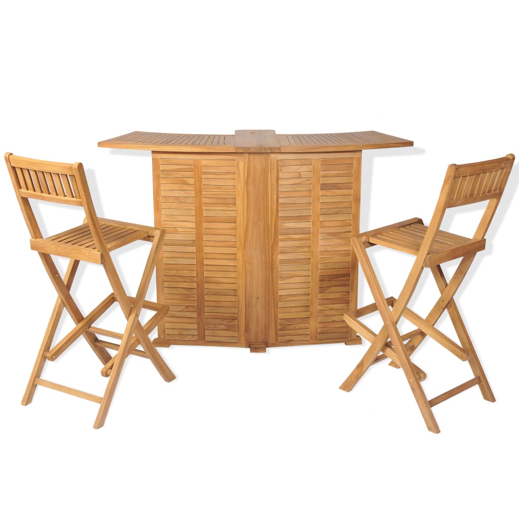 vidaXL 3dílný bistro set se skládacími židlemi masivní teakové dřevo