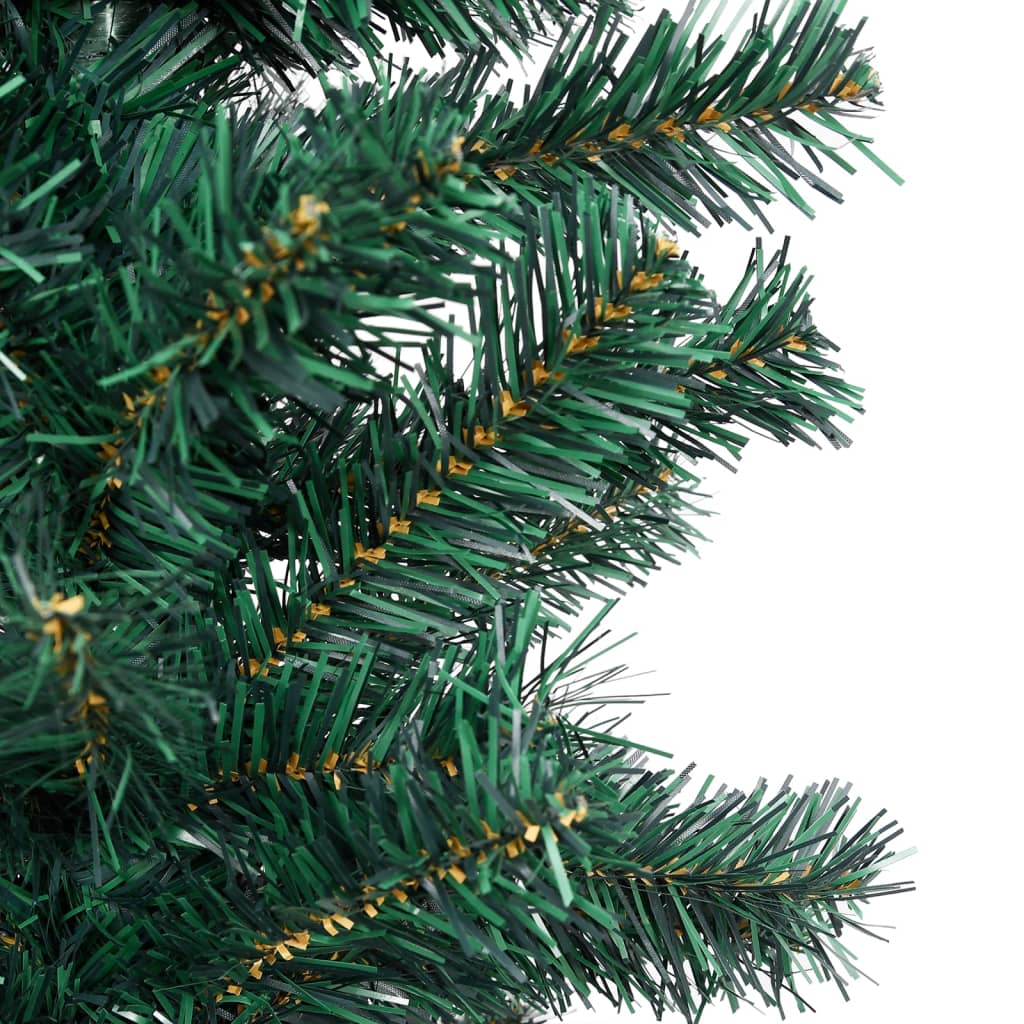 vidaXL Úzký umělý vánoční stromek s LED a stojanem zelený 210 cm PVC