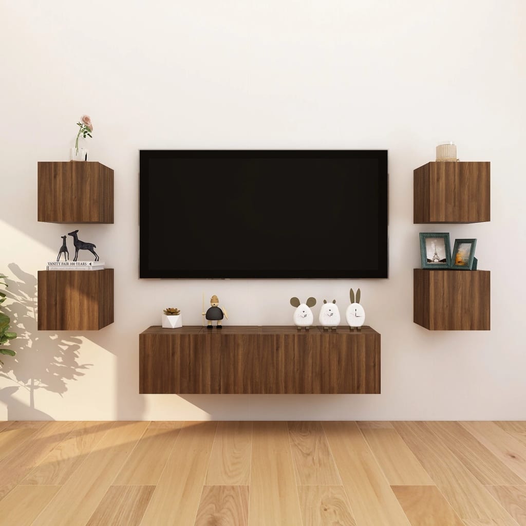vidaXL Nástěnné TV skříňky 8 ks hnědý dub 30,5 x 30 x 30 cm