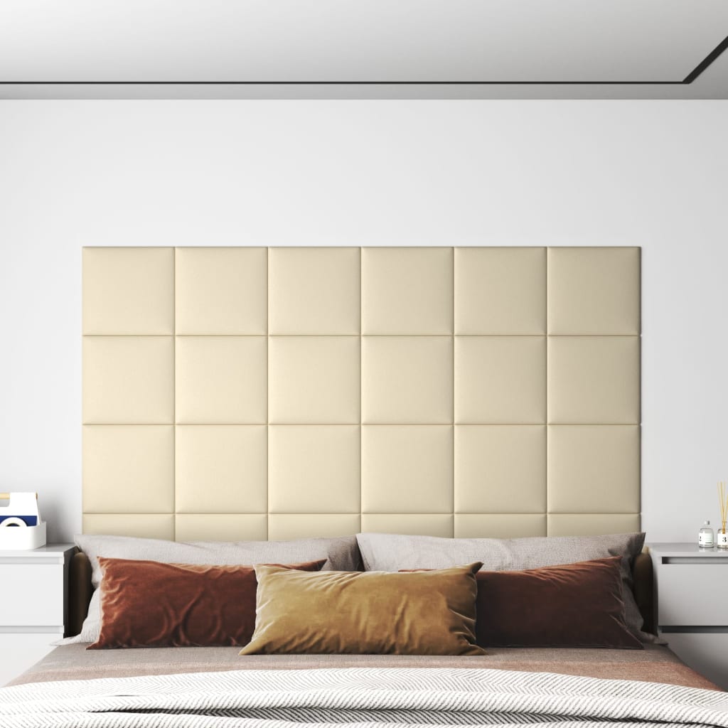 vidaXL Nástěnné panely 12 ks krémové 30 x 30 cm umělá kůže 1,08 m²
