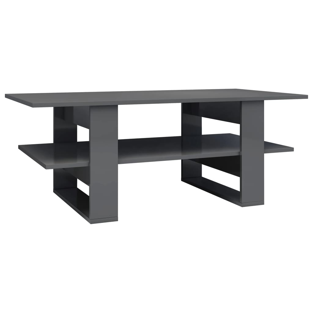 vidaXL Konferenční stolek šedý vysoký lesk 110 x 55 x 42 cm dřevotříska