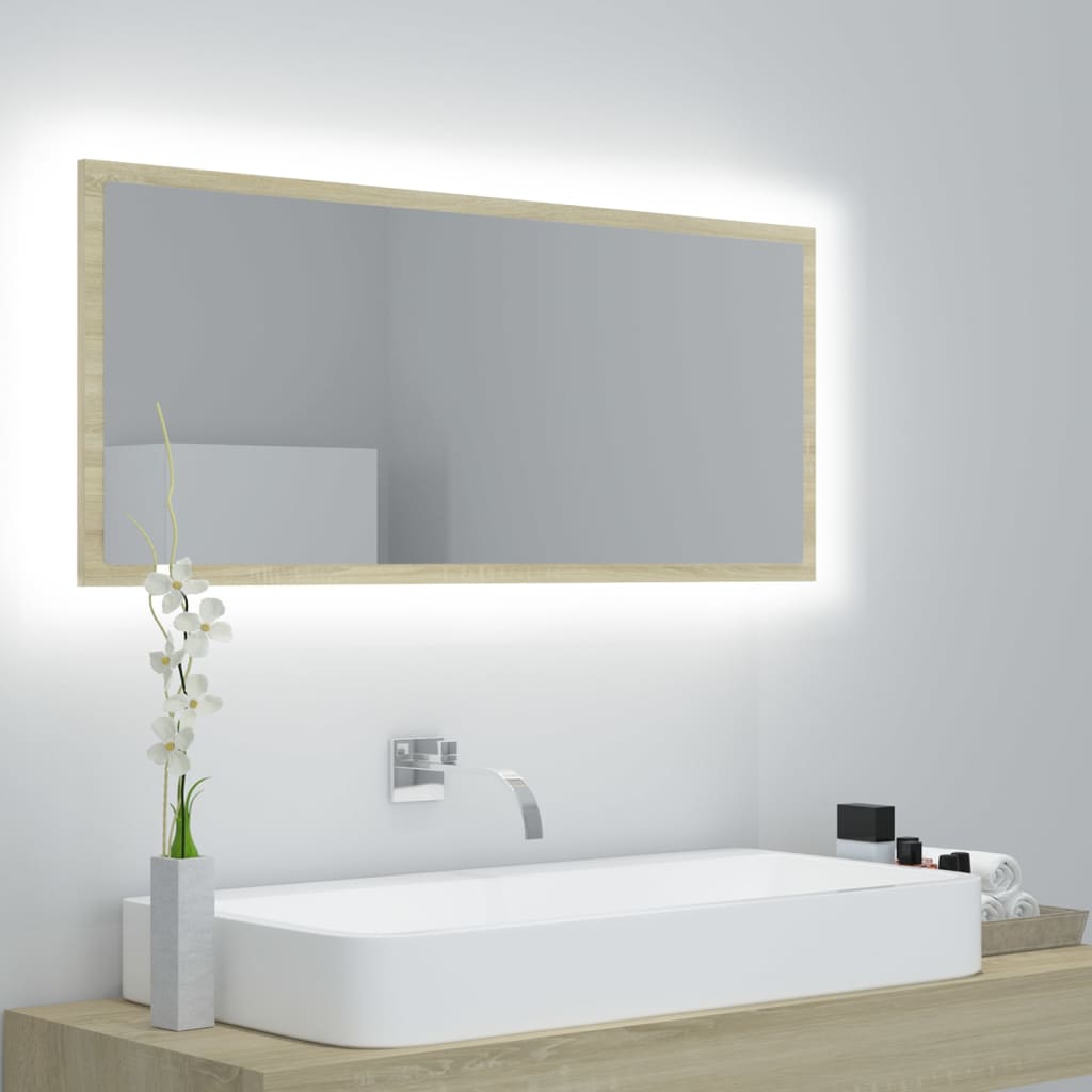vidaXL LED koupelnové zrcadlo dub sonoma 100 x 8,5 x 37 cm akrylové