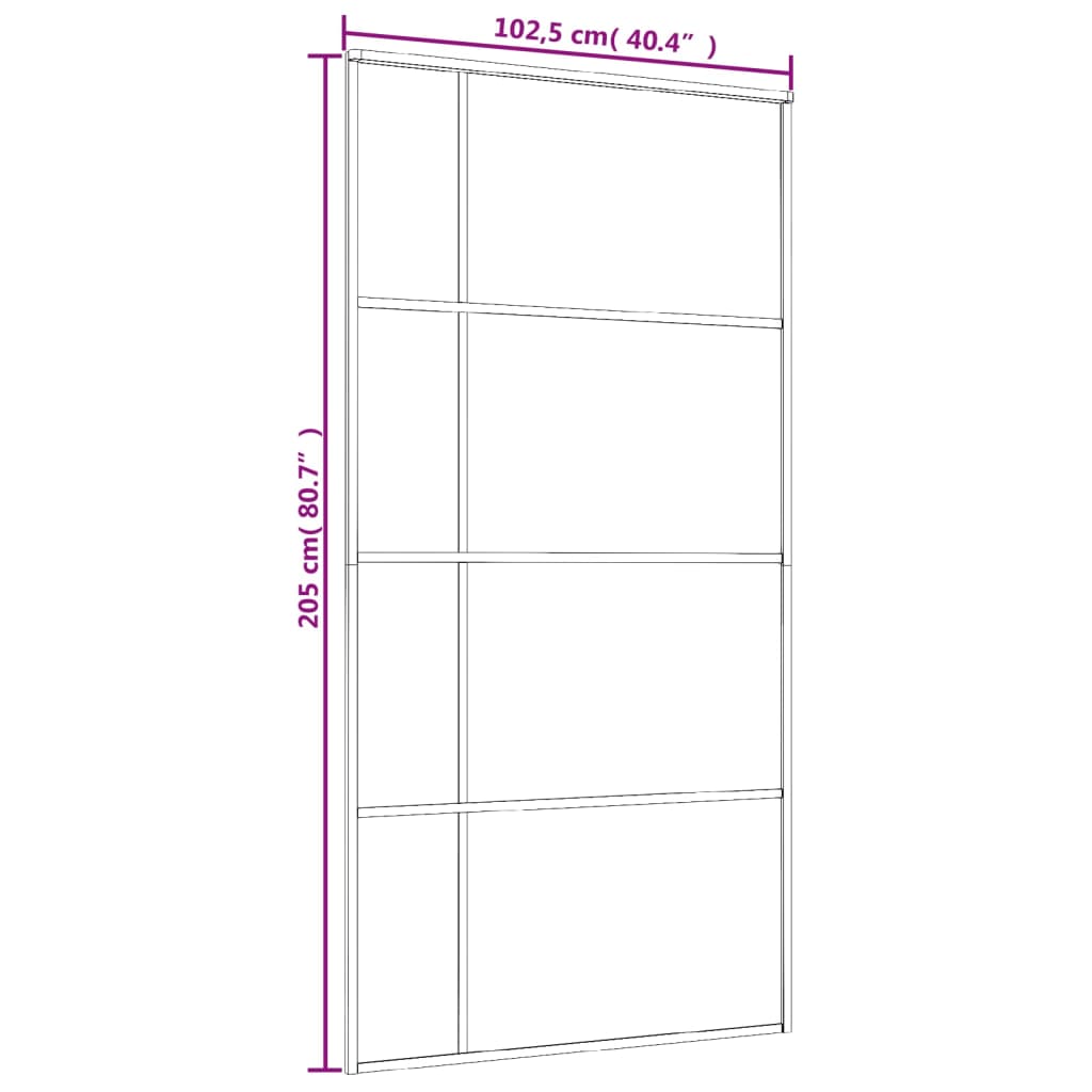 vidaXL Posuvné dveře mléčné ESG sklo a hliník 102,5 x 205 cm černé