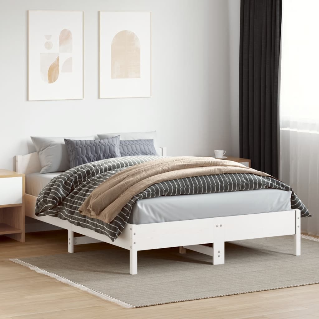 vidaXL Rám postele s čelem bílý 150x200 cm masivní borovice