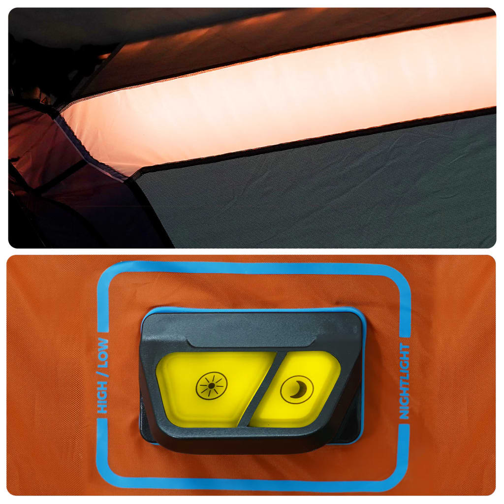 vidaXL Rodinný stan s LED 9 osob světle šedý a oranžový rychloupínací