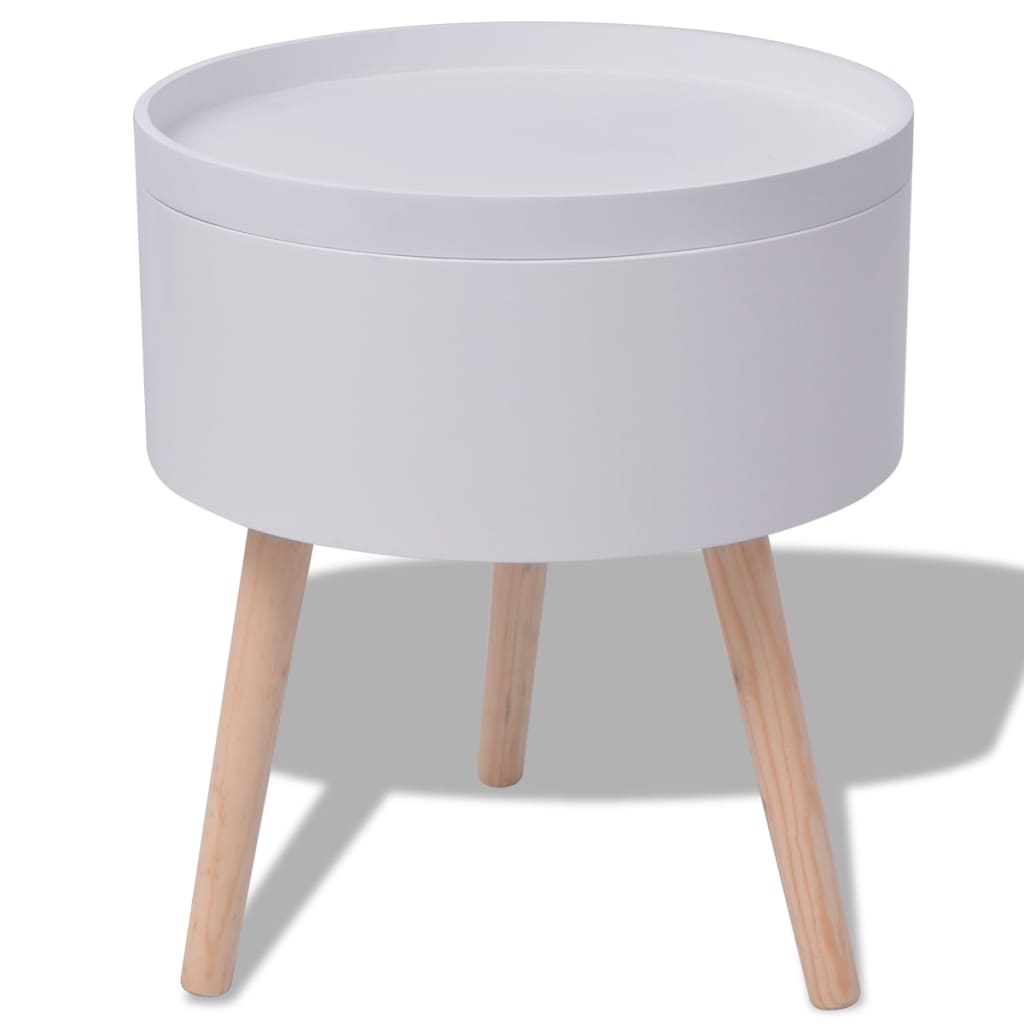 vidaXL Odkládací stolek s podnosem kulatý 39,5 x 44,5 cm bílý