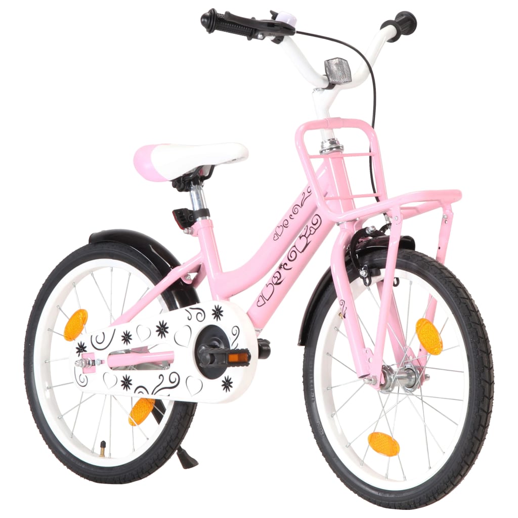 vidaXL Dětské kolo s předním nosičem 18'' růžovo-černé