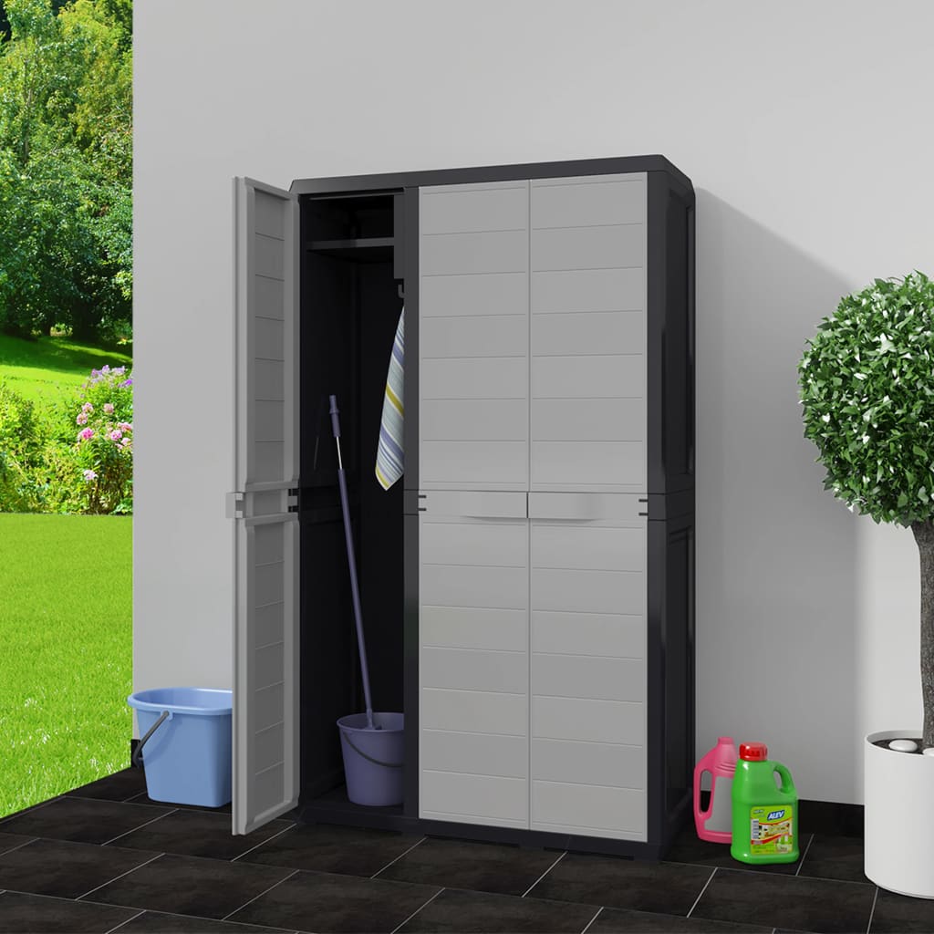 vidaXL Zahradní skladovací skříň se 4 policemi černo-šedá