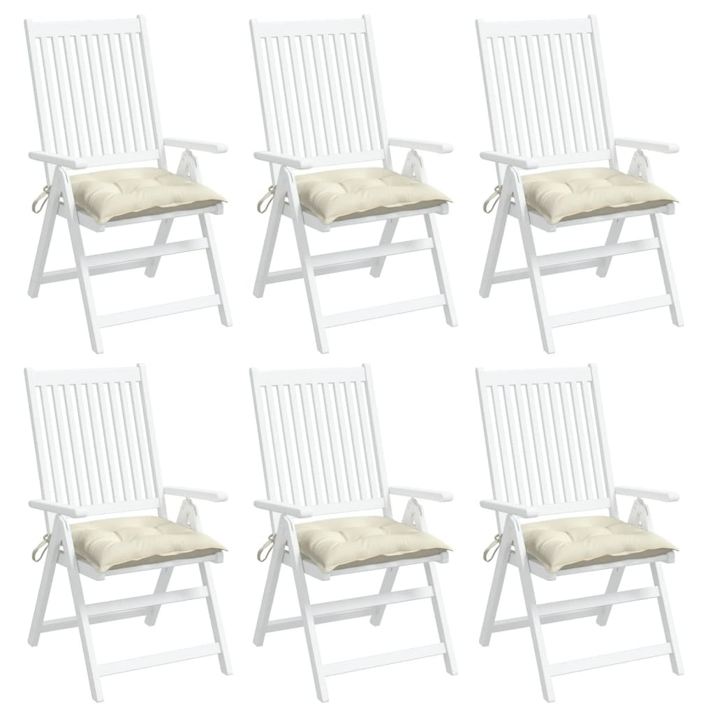 vidaXL Podušky na židli 6 ks krémově bílé 40 x 40 x 7 cm látka oxford
