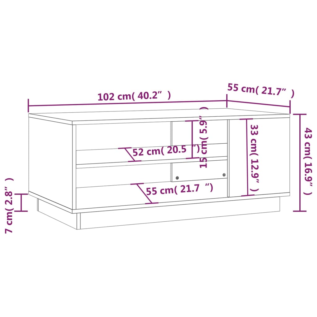 vidaXL Konferenční stolek bílý vysoký lesk 102x55x43 cm dřevotříska
