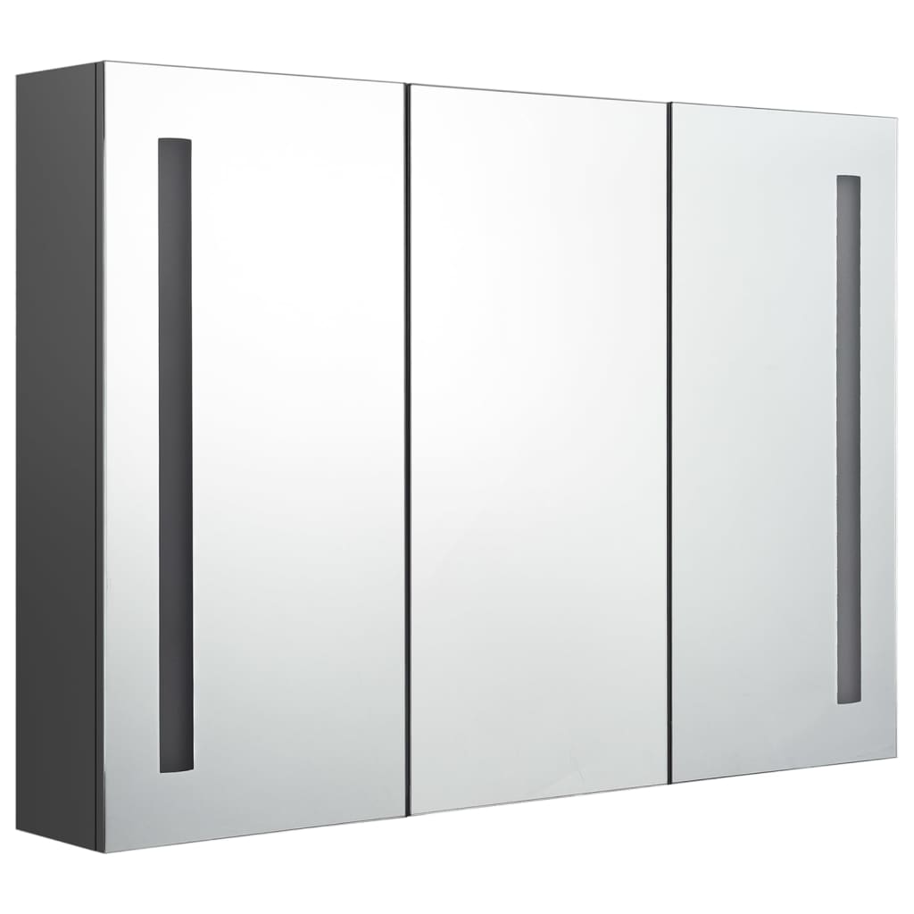 vidaXL LED koupelnová skříňka se zrcadlem 89 x 14 x 62 cm šedá