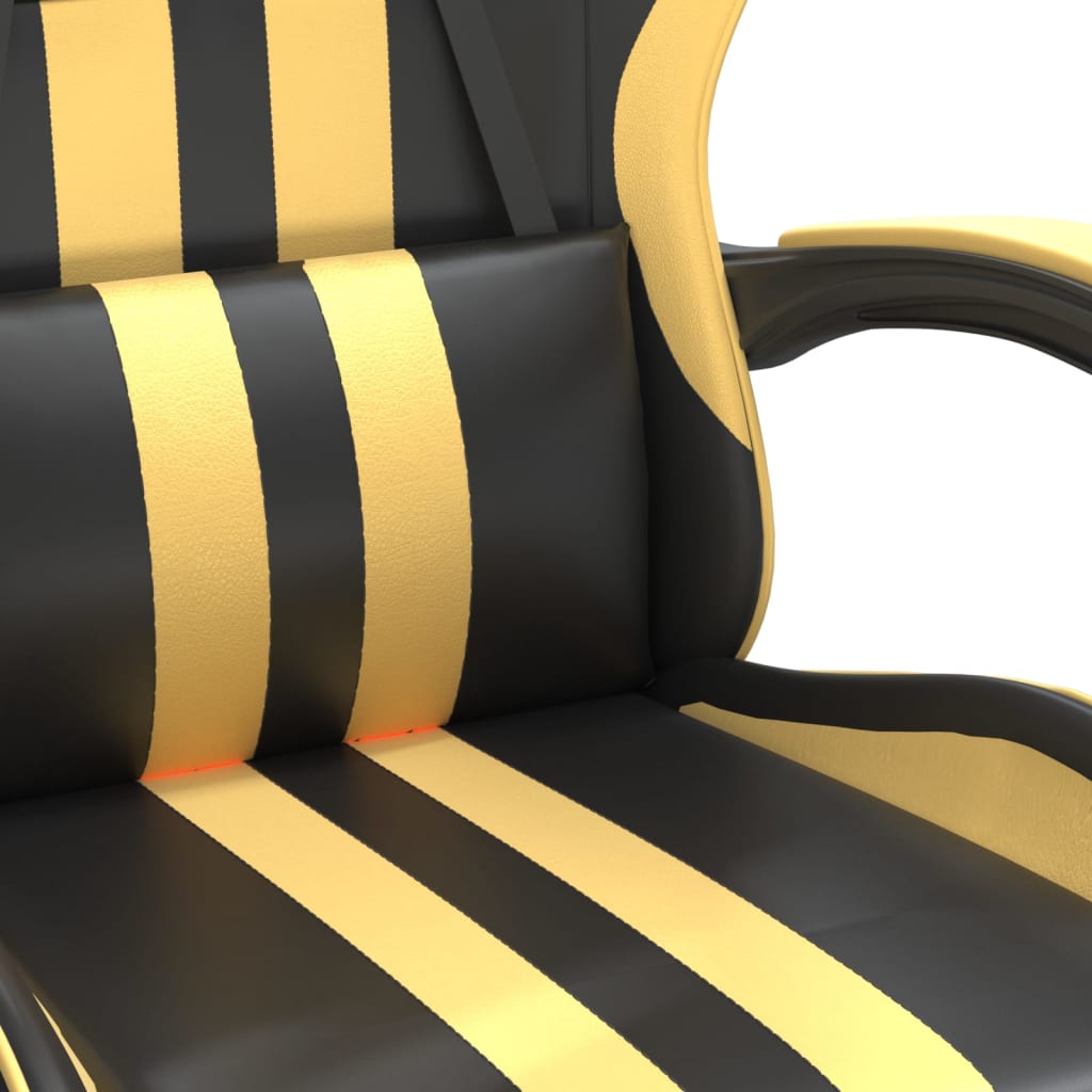 vidaXL Otočná herní židle černá a zlatá umělá kůže