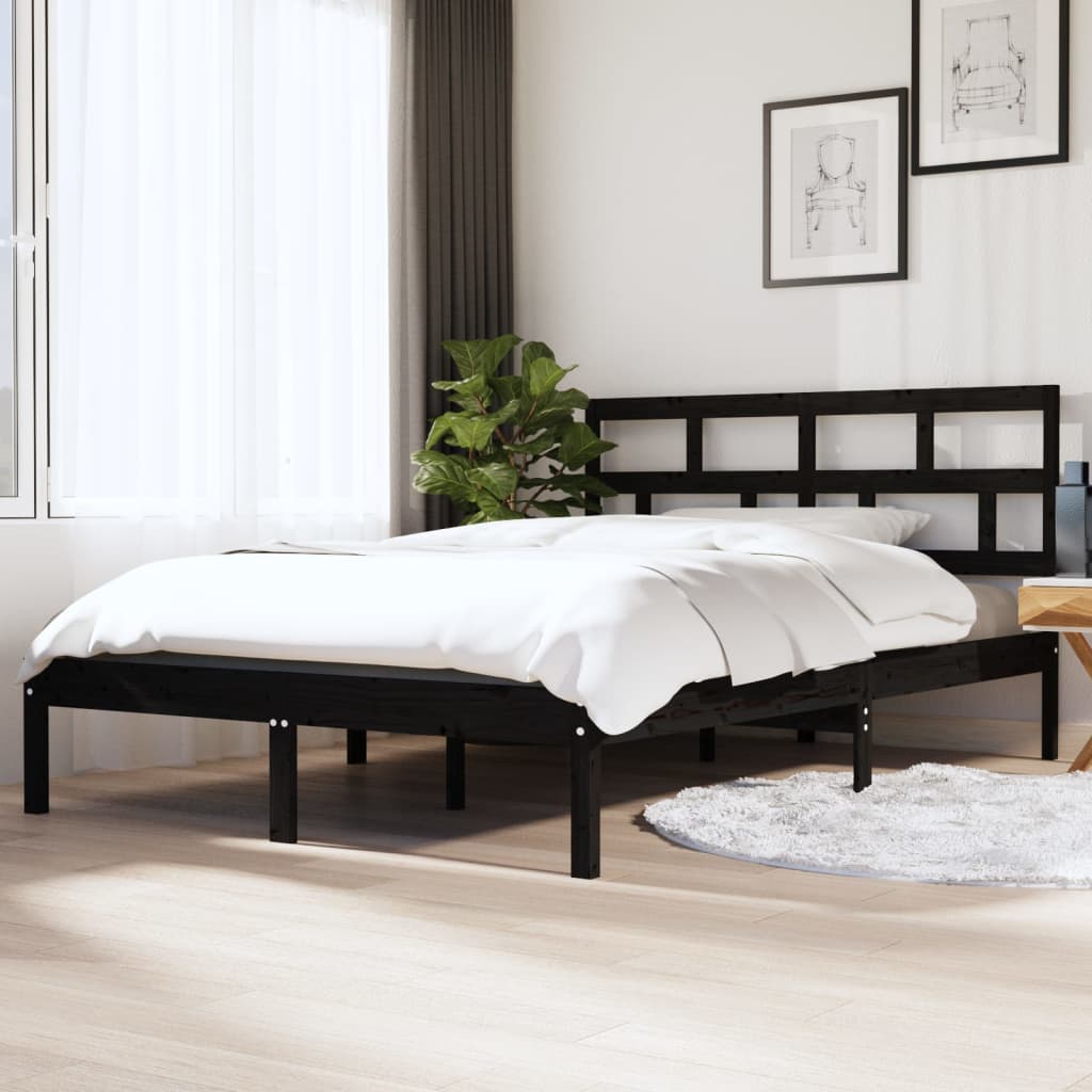 vidaXL Rám postele černý 120 x 190 cm Small Double masivní dřevo