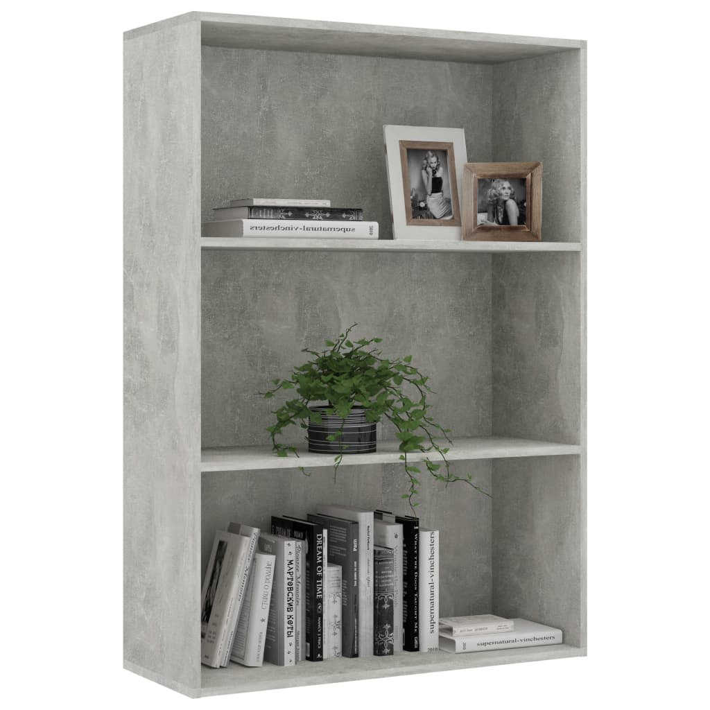 vidaXL 3patrová knihovna betonově šedá 80 x 30 x 114 cm dřevotříska