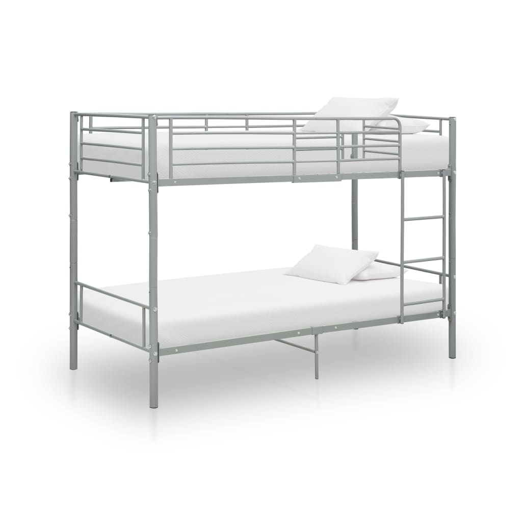 vidaXL Poschoďová postel šedá kov 90 x 200 cm