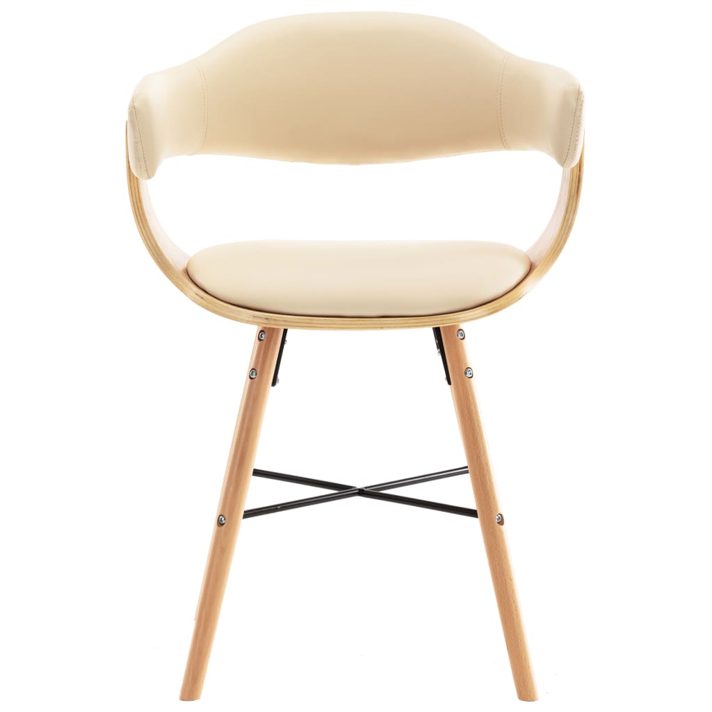 vidaXL Jídelní židle 6 ks krémové umělá kůže a ohýbané dřevo