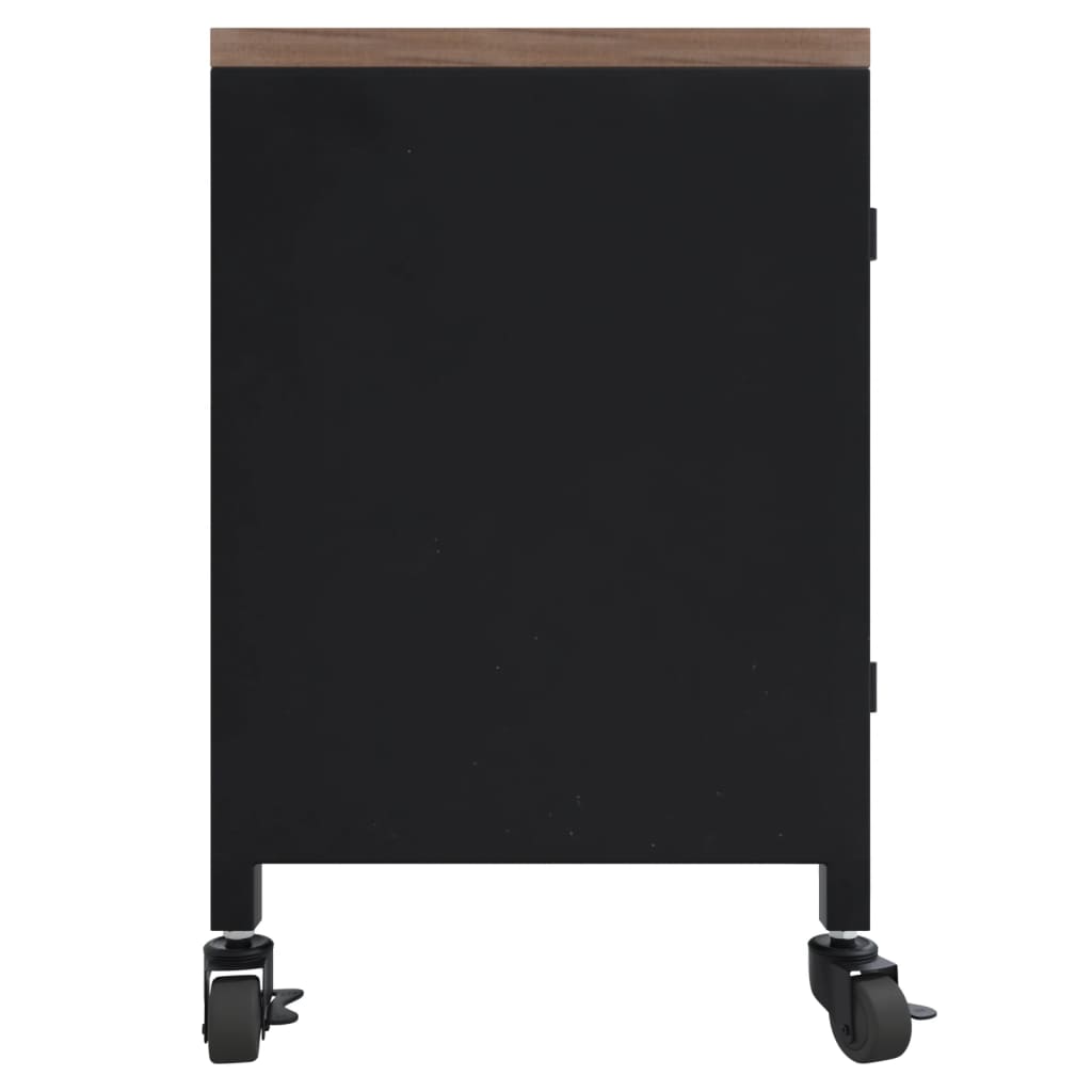 vidaXL TV skříňka černá 110x30x43 cm železo a masivní jedlové dřevo