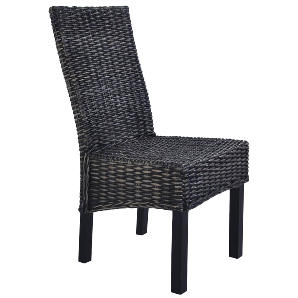 vidaXL Jídelní židle 6 ks černé ratan kubu a mangovníkové dřevo