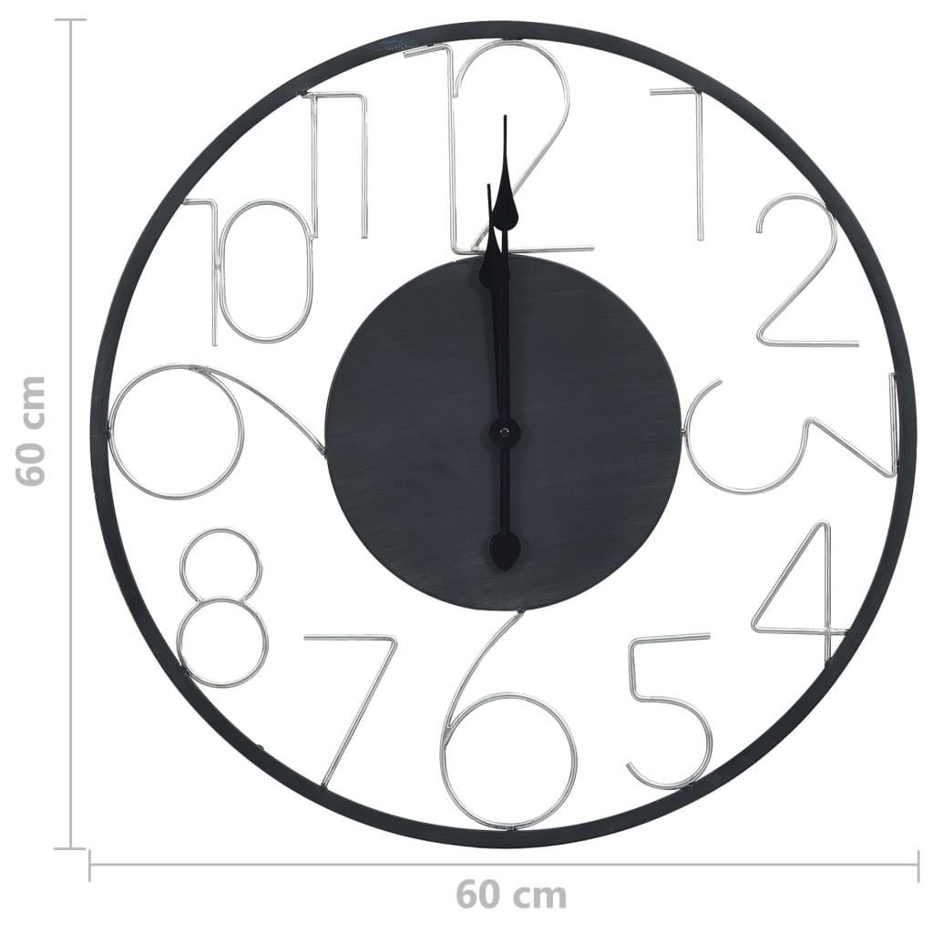 vidaXL Nástěnné hodiny černé 60 cm kov