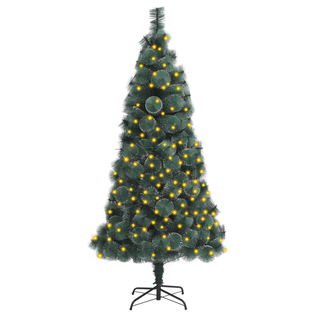 vidaXL Umělý vánoční stromek s LED osvětlením zelený 150 cm PVC a PE