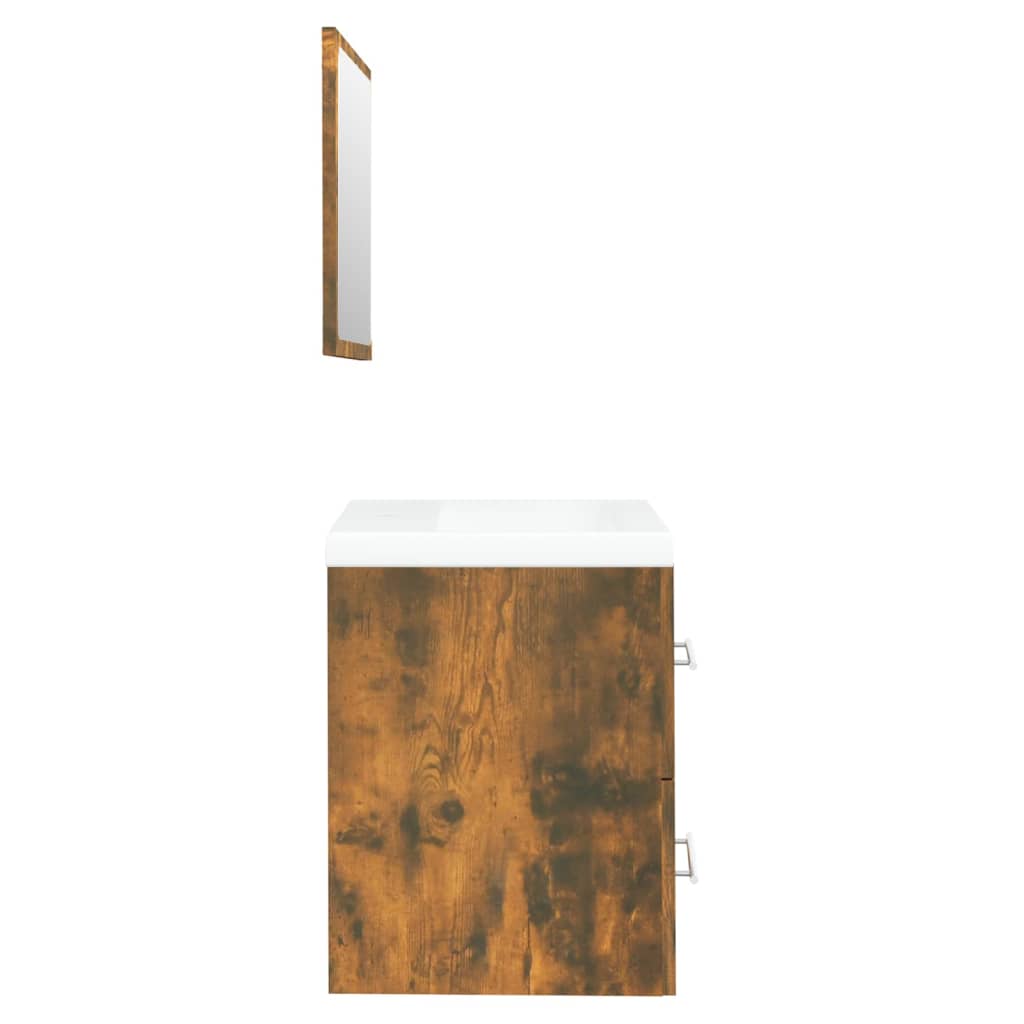 vidaXL Umyvadlová skříňka s vestavěným umyvadlem kouřový dub kompozit