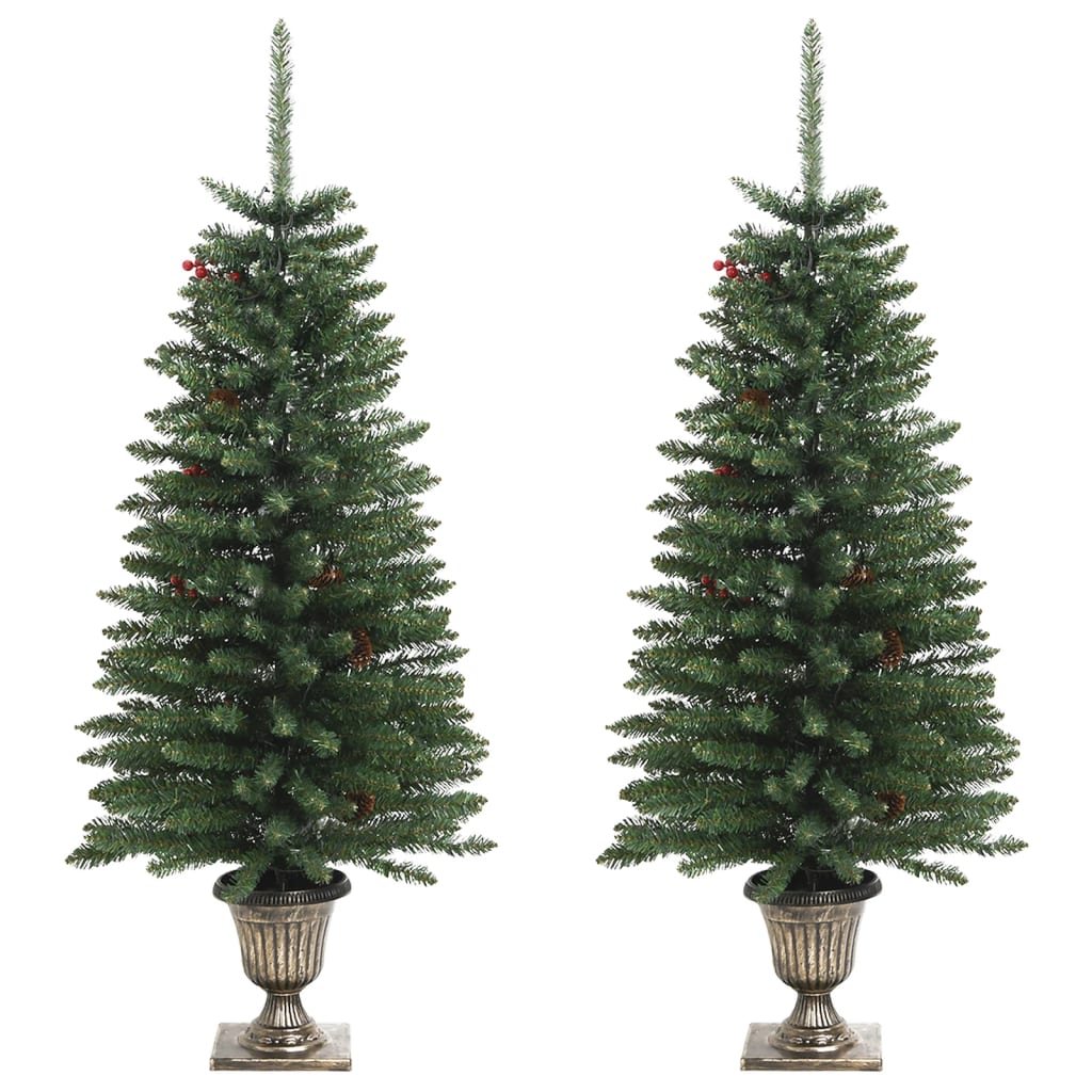 vidaXL Umělé vánoční stromky 2 ks s věncem, girlandou a LED diodami