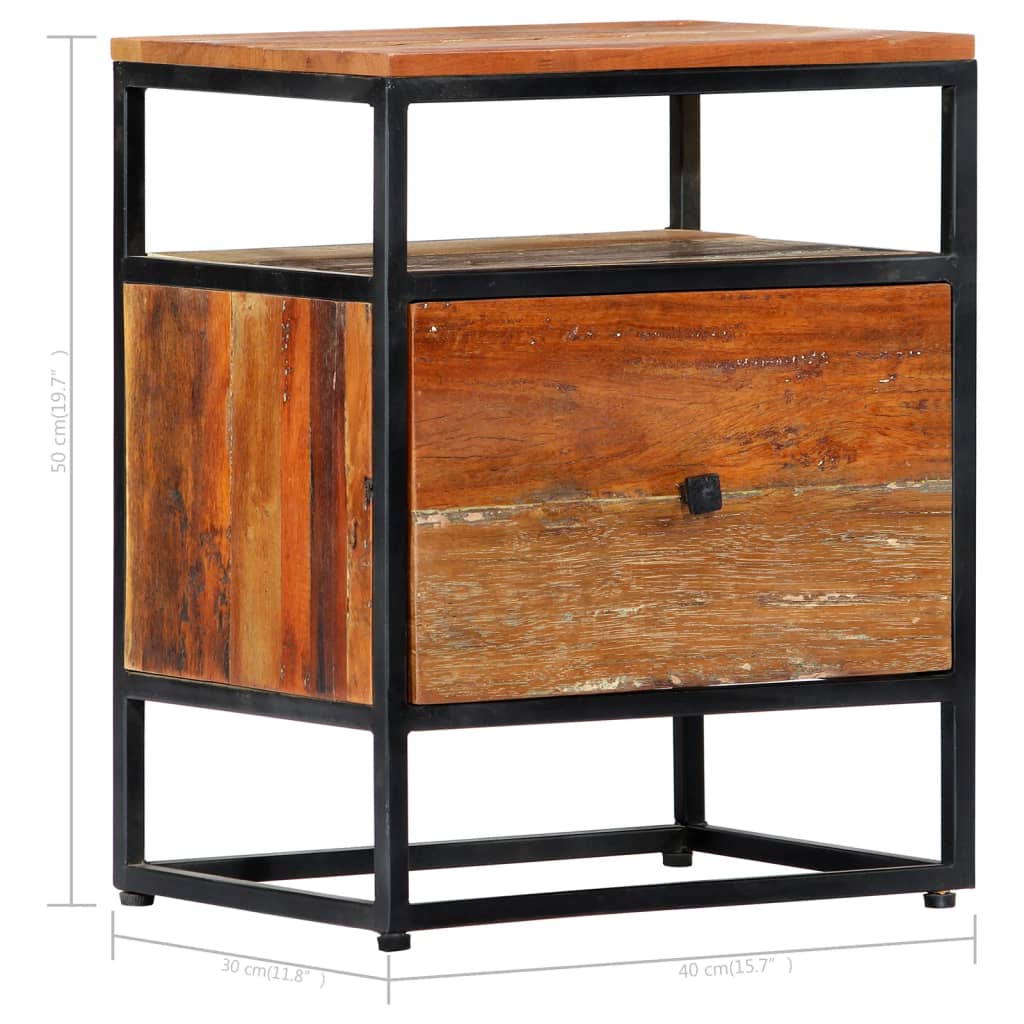 vidaXL Noční stolek 40 x 30 x 50 cm masivní recyklované dřevo a ocel