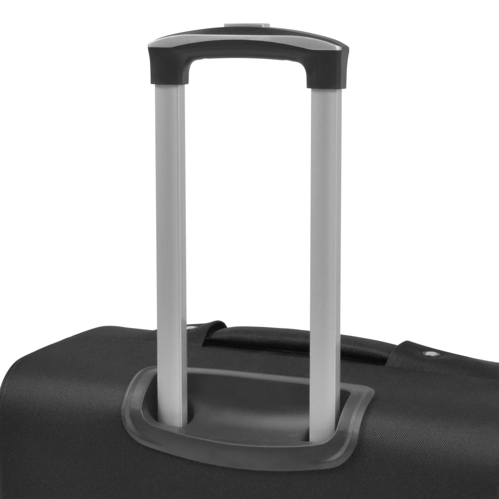 vidaXL 3dílná souprava měkkých kufrů na kolečkách, černá