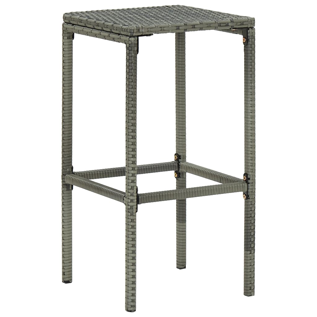 vidaXL Barové stoličky s poduškami 4 ks šedé polyratan
