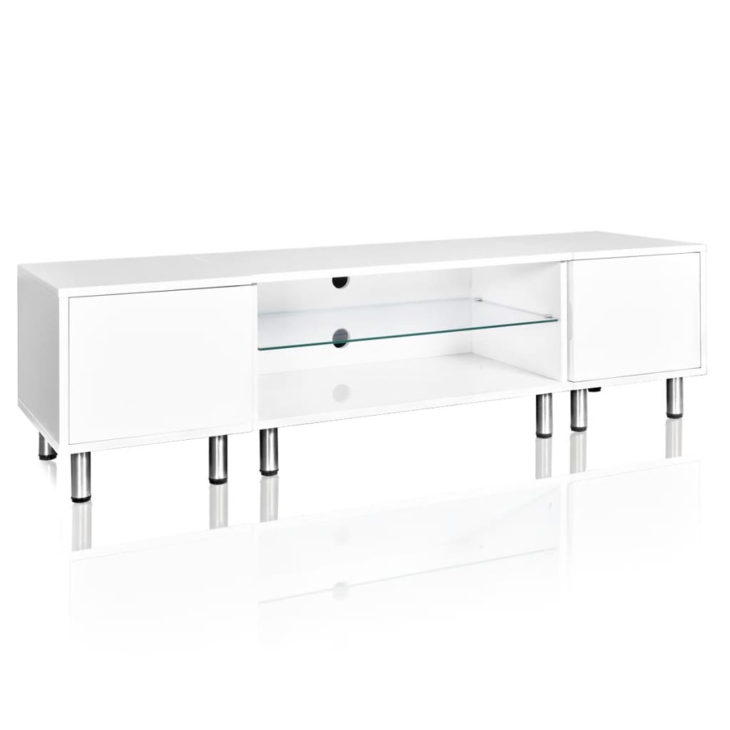 LED bílý TV stolek s vysokým leskem, 160 cm