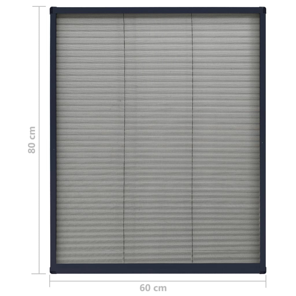 vidaXL Plisovaná okenní síť proti hmyzu hliník antracitová 60 x 80 cm