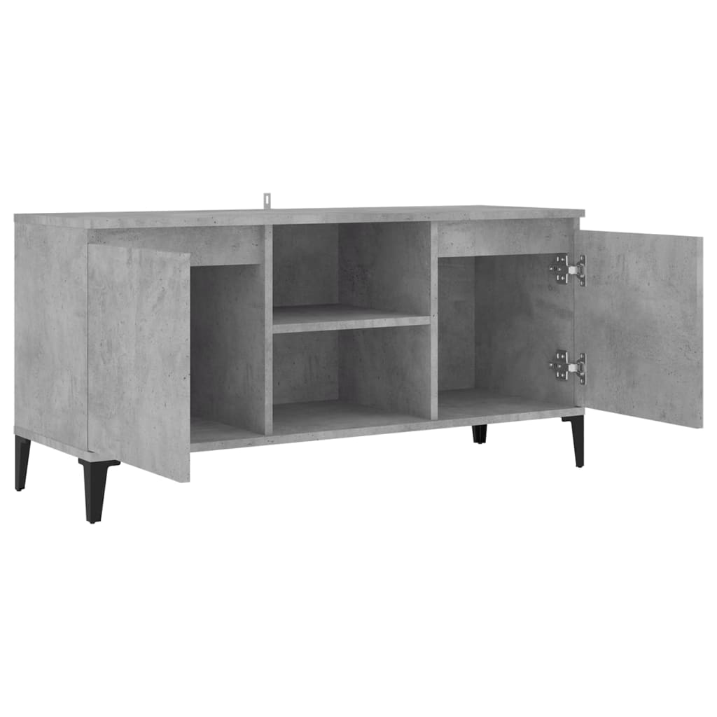 vidaXL TV stolek s kovovými nohami betonově šedý 103,5 x 35 x 50 cm