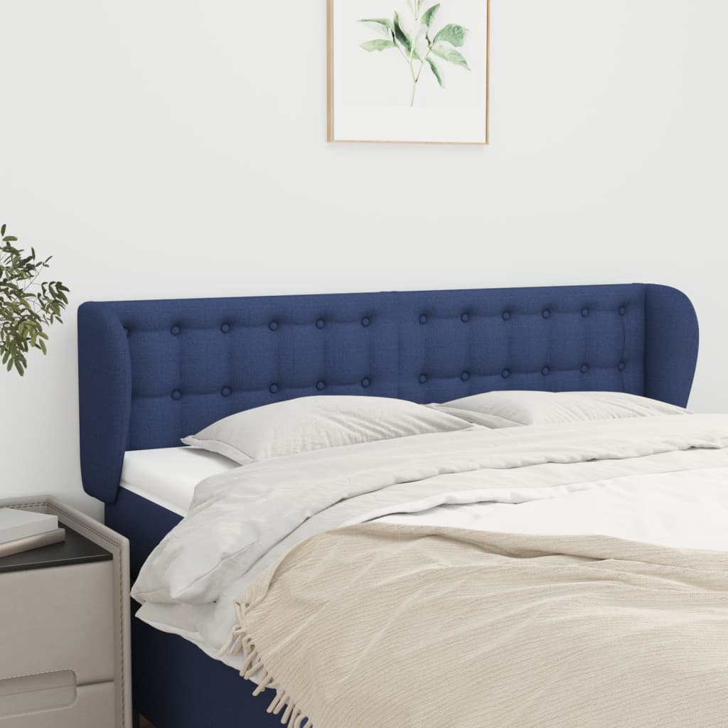 vidaXL Čelo postele typu ušák modré 147x23x78/88 cm textil