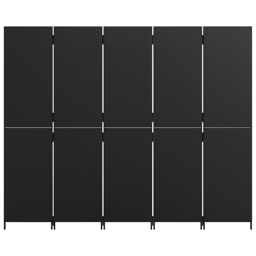 vidaXL Dělicí stěna 5 panelů černá polyratan