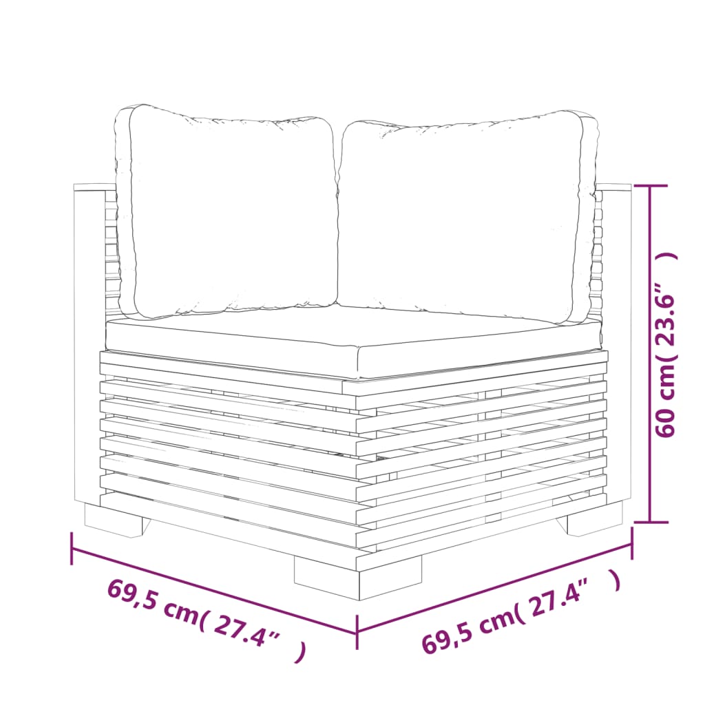 vidaXL 4dílná zahradní sedací souprava s poduškami masivní teak