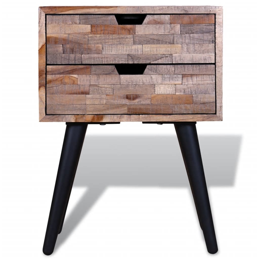 vidaXL Noční stolek se 2 zásuvkami recyklované teakové dřevo