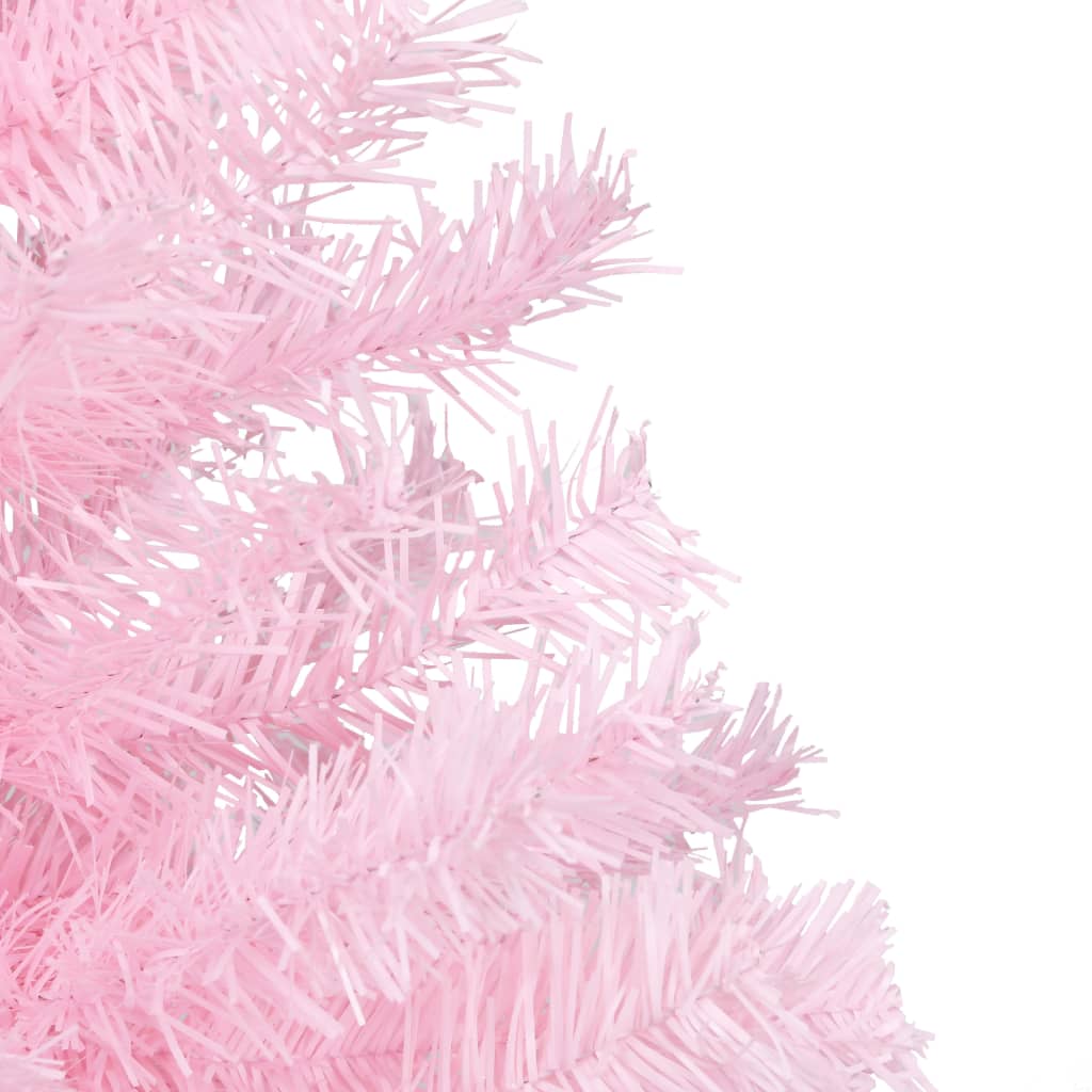 vidaXL Vánoční stromek s LED osvětlením a stojanem růžový 150 cm PVC
