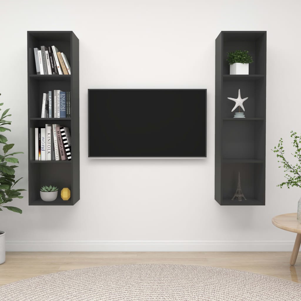 vidaXL Nástěnné TV skříňky 2 ks šedé kompozitní dřevo